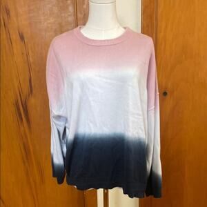 Magaschoni | Pink White Blue Ombre Crew Neck Long Sleeve Sweater - 3X